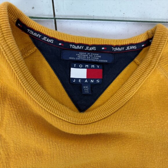 Vintage Tommy Jeans Crewneck Sweatshirt Mens Size 2XL Gold Embroidered - Picture 6 of 6